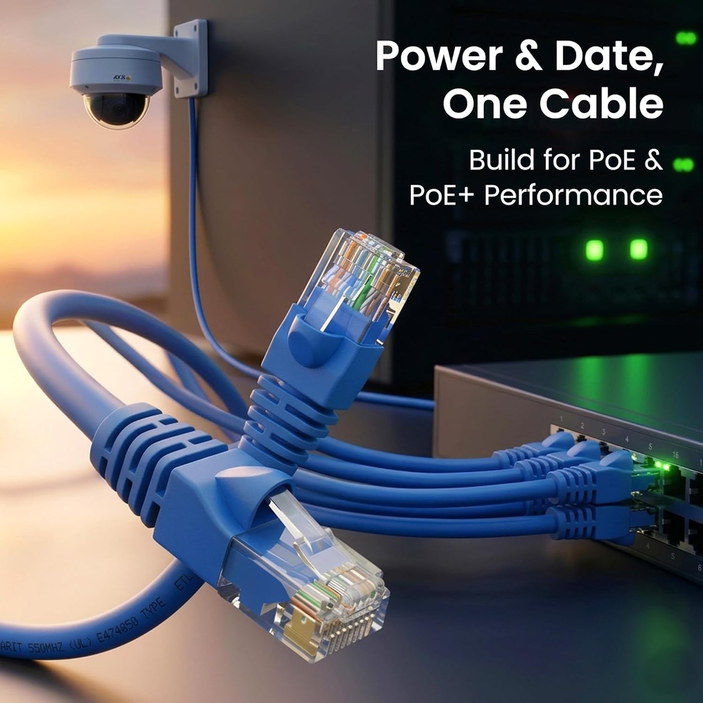 Cat 6 Ethernet Patch Cable 10 Ft Blue (10 Pack) - Cat6 Patch Cables 10Ft Blue/Ethernet Patch Cable, 10Gbps 550Mhz 24AWG Pure Copper, Snagless, Gold Plated RJ45 for Router, Server, Router, PC