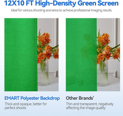 8.5 X 10Ft Green Screen Backdrop Kit with Tripod Stand, Photography Background Support System with 10 X12Ft 100% Cotton Muslin Chromakey Backdrop for Photo Studio, Video Shooting, Live Streaming
